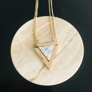 Gold tone layered triangle pendant necklace